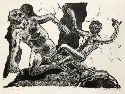 Wow svart hvitt litografi 37x52cm 2019