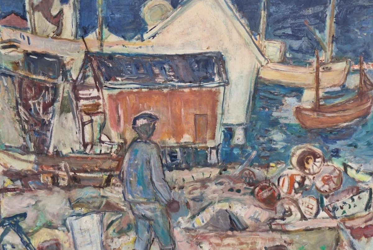 Gunnar Haukebo Vest i vaeret olje pa lerret 73 x 92 cm motivformat 1970 Kopi