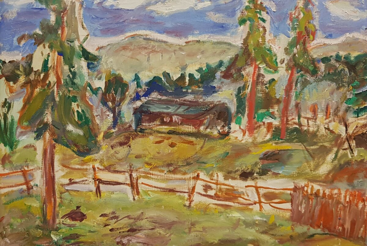 Hostdag Lesja 62 x 75 cm med ramme 50 x 65 billedflate 1973