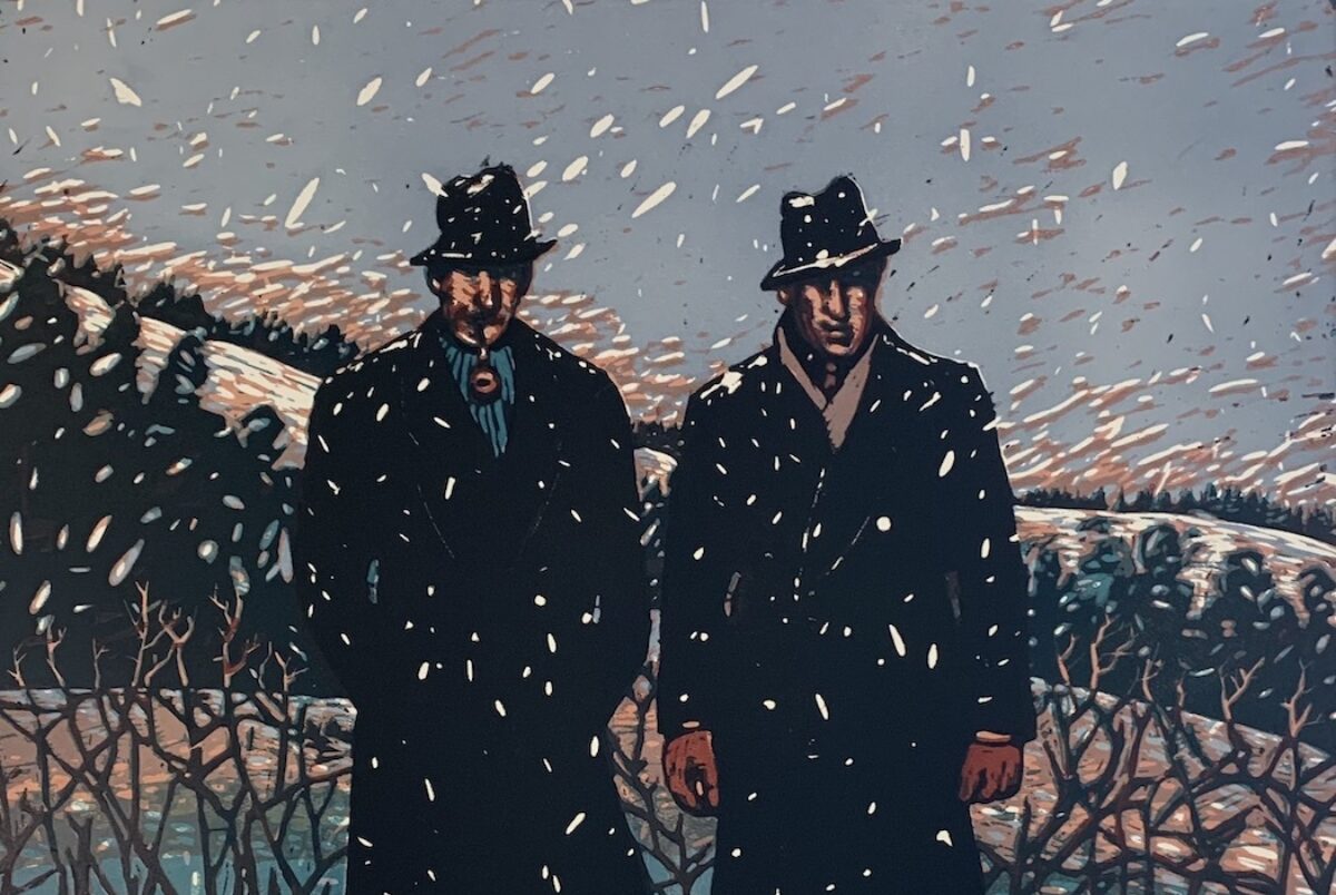 Tor Arne Moen Agenter i sno Tresnitt 70 x 70 cm Opplag 140 NOK 7000