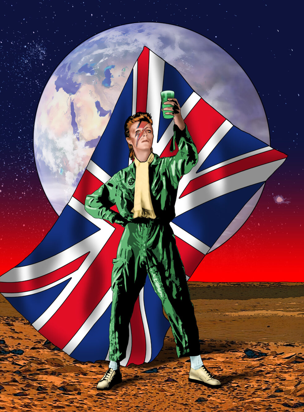 1 Volker Zibell David Bowie pa mars DGA 44 x 32 cm opplag 20 NOK 2 800