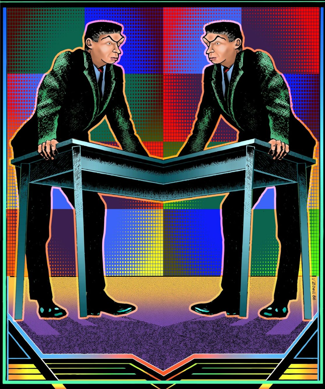 1 Volker Zibell Psykedelisk planlegingsmote DGA 43 x 37 cm opplag 20 NOK 2 800