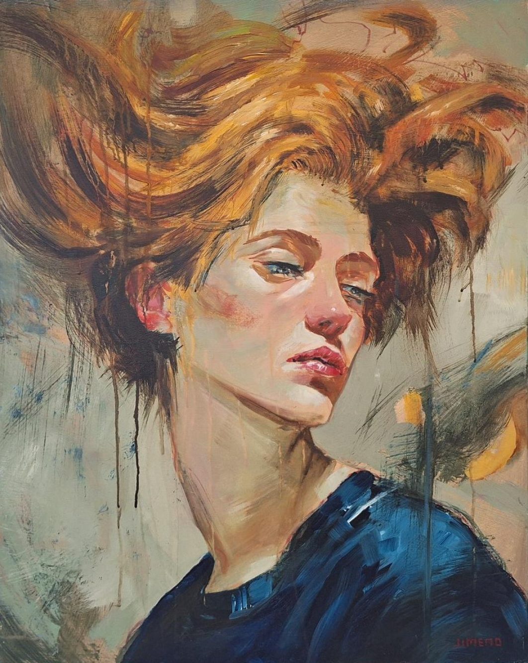 Diego Jimeno Rebecca 82 x 65 cm Akryl pa plate NOK 19 500