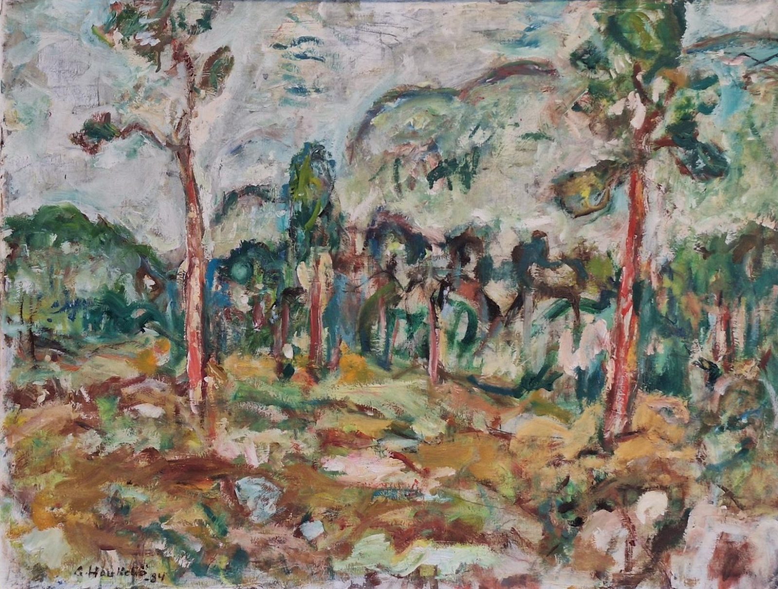 Gunnar Haukebo Uten tittel olje pa lerret 65 x 84 cm motivformat 1984 Kopi