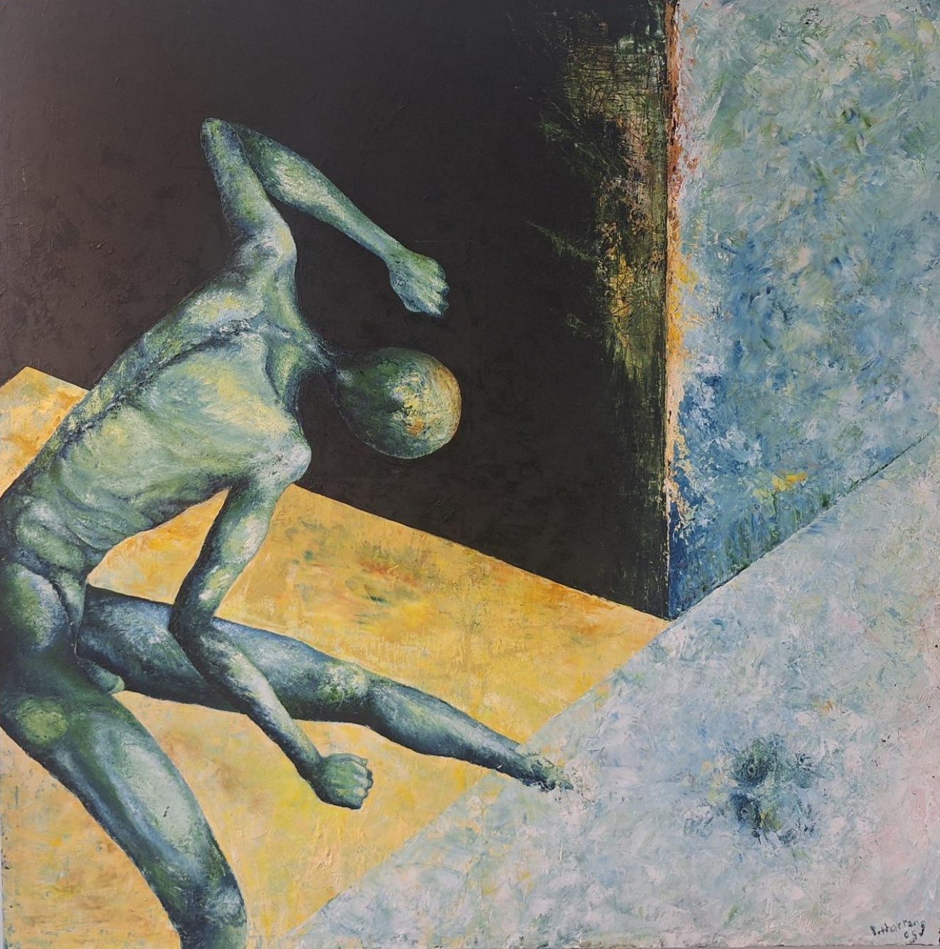 Ine Harrang Narcissus Olje og akryl pa lerret 120 x 120 cm