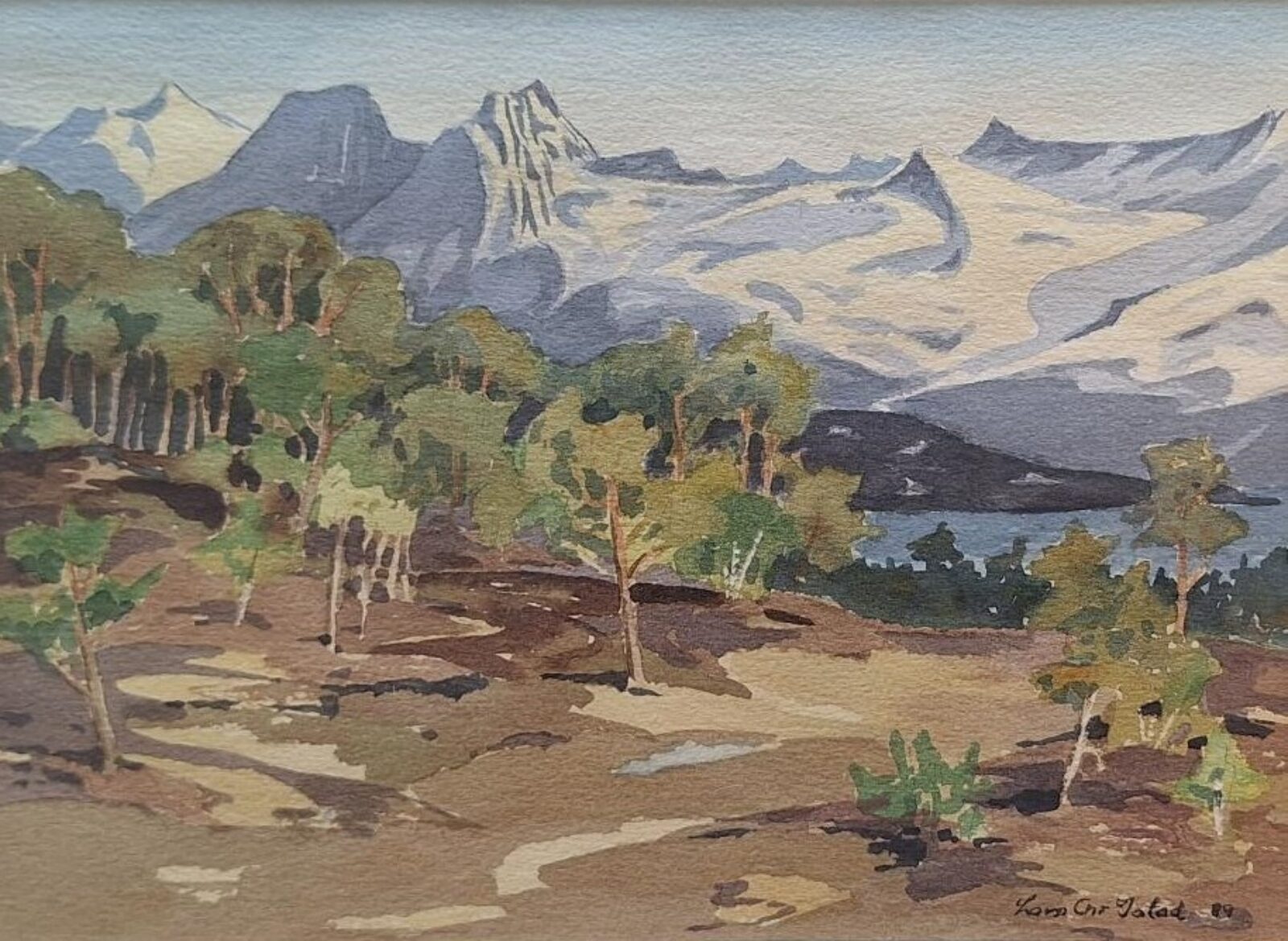 Lars Christian Istad Akvarell 22 x 30 cm og 46 x 51 med ramme