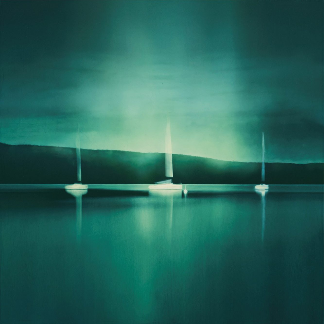 Terje Risberg Seilbater i natten Etsning og DGA 30 x 30 cm Opplag 20